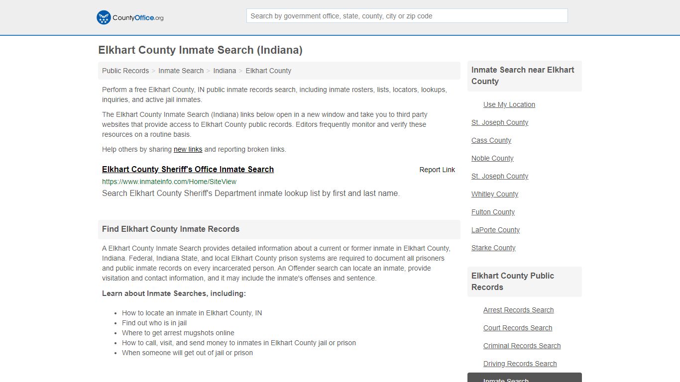 Inmate Search - Elkhart County, IN (Inmate Rosters & Locators)