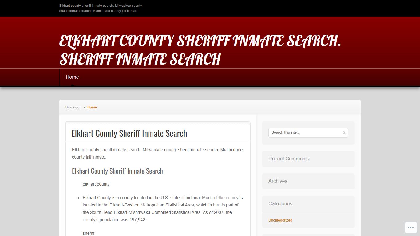 ELKHART COUNTY SHERIFF INMATE SEARCH. SHERIFF INMATE ...